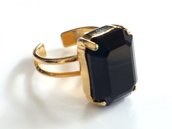 GRACE SQUARE RING - JET BLACK