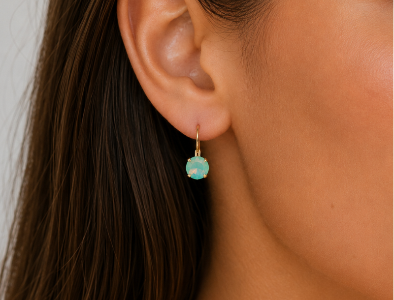 Linda Pacific Opal Crystal Earrings in Gold