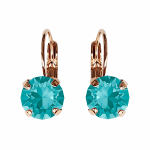 Linda Blue Zircon Crystal Earrings in Rose Gold