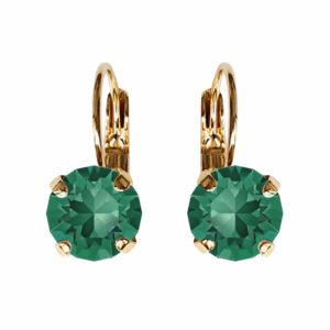 Linda Emerald Crystal Earrings in Gold