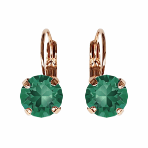 Linda Emerald Crystal Earrings in Rose Gold