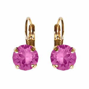 Linda Fuchsia Crystal Earrings in Gold