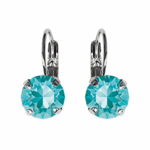 Linda Light Turquoise Crystal Earrings in Silver