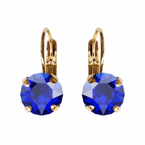 Linda Majestic Blue Crystal Earrings in Gold