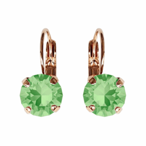 Linda Peridot Crystal Earrings in Rose Gold