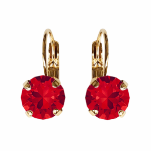 Linda Ruby Light Siam Crystal Earrings in Gold