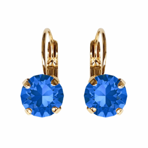 Linda Sapphire Crystal Earrings in Gold
