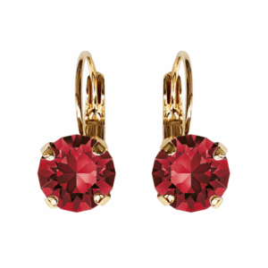 Linda Dark Siam Red Crystal Earrings in Gold