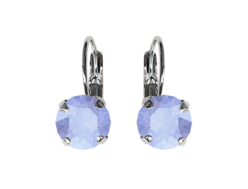Linda Blue Opal Crystal Earrings in Silver
