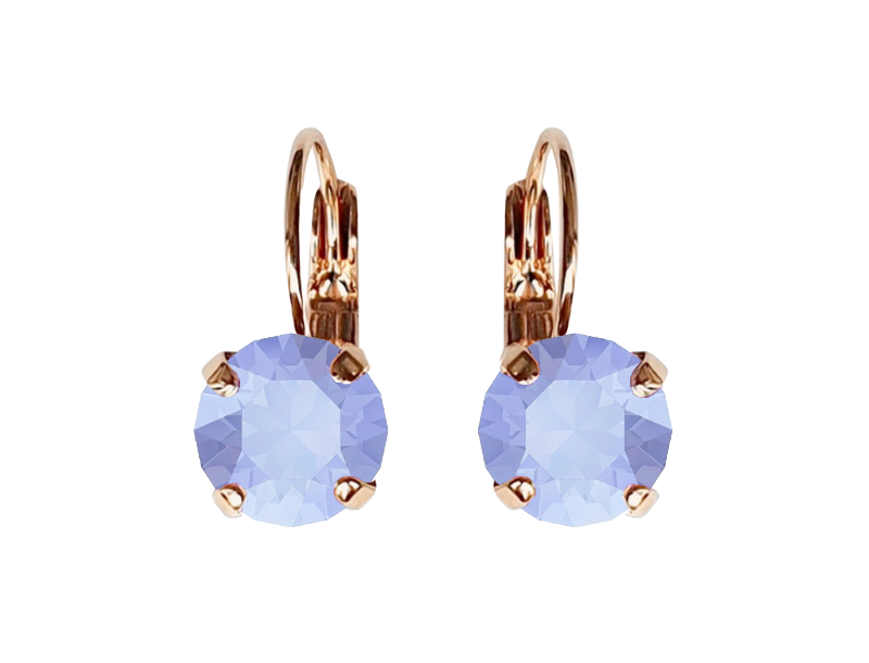 Linda Blue Opal Crystal Earrings in Rose Gold