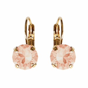 Linda Light Peach Crystal Earrings in Gold