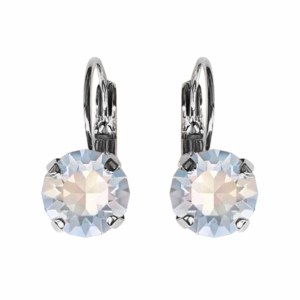 Linda White Opal Crystal Earrings in Silver