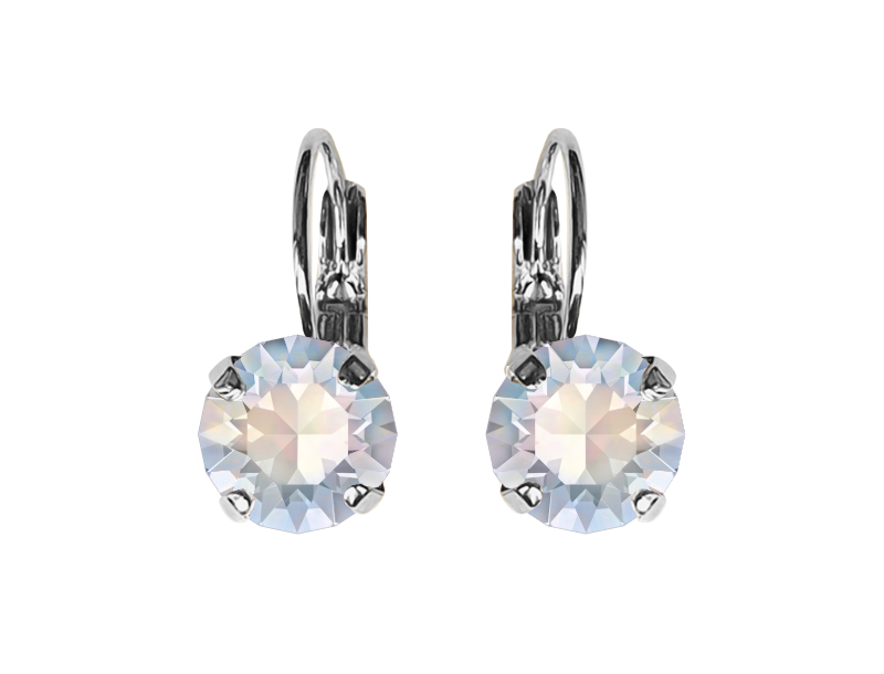 Linda White Opal Crystal Earrings in Silver