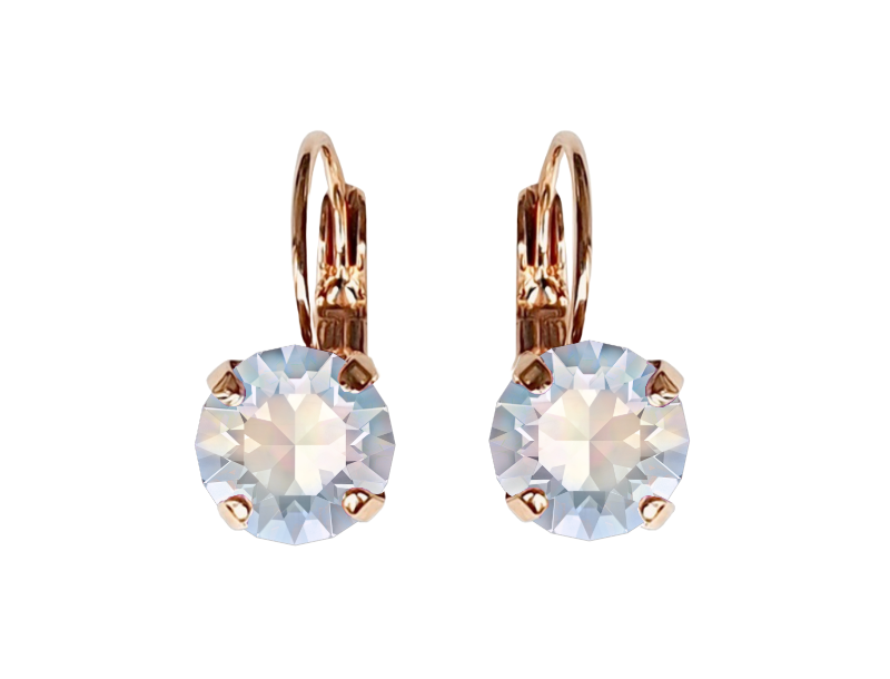 Linda White Opal Crystal Earrings in Rose Gold