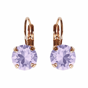 Linda Violet Crystal Earrings in Rose Gold