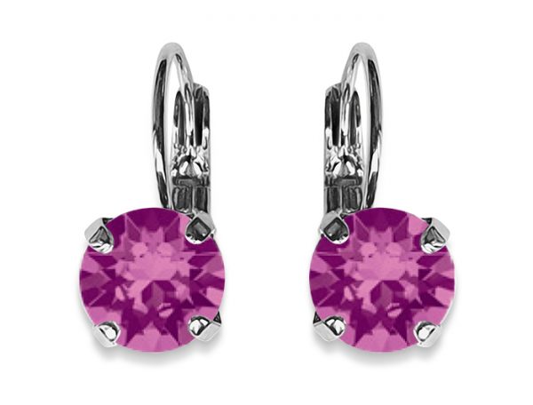 LINDA EARRINGS - FUCHSIA - SILVER, ROSE OR YELLOW GOLD - Image 3