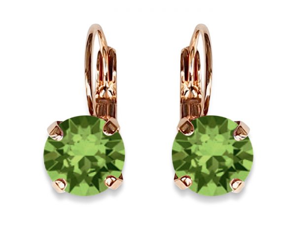 LINDA EARRINGS - OLIVINE - SILVER, ROSE OR YELLOW GOLD