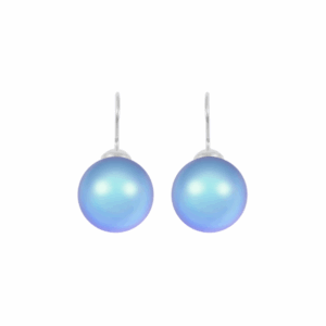 Classic Shimmery Light Blue Pearl Earrings in Silver