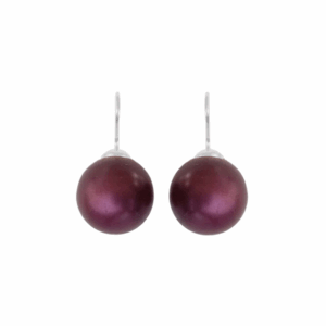 Classic Dark Berry Pearl Earrings in Silver
