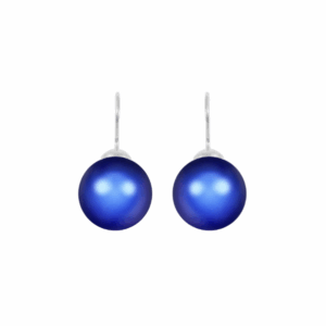 Classic Shimmery Dark Blue Pearl Earrings in Silver