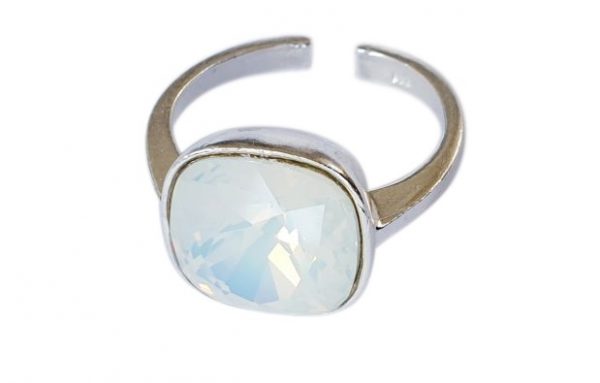 SASCHA TRANQUILITY ADJUSTABLE STERLING RING - WHITE OPAL