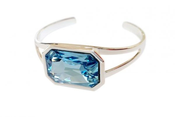 CUFF BANGLE - AQUAMARINE - VARIOUS METALS