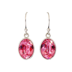 Olivia Oval Rose Crystal Earrings in Silver