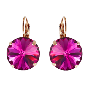 Geena Fuchsia Crystal Earrings in Rose Gold