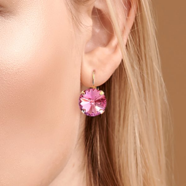 GEENA EARRINGS - ROSE PINK - SILVER, ROSE OR YELLOW GOLD - Image 2