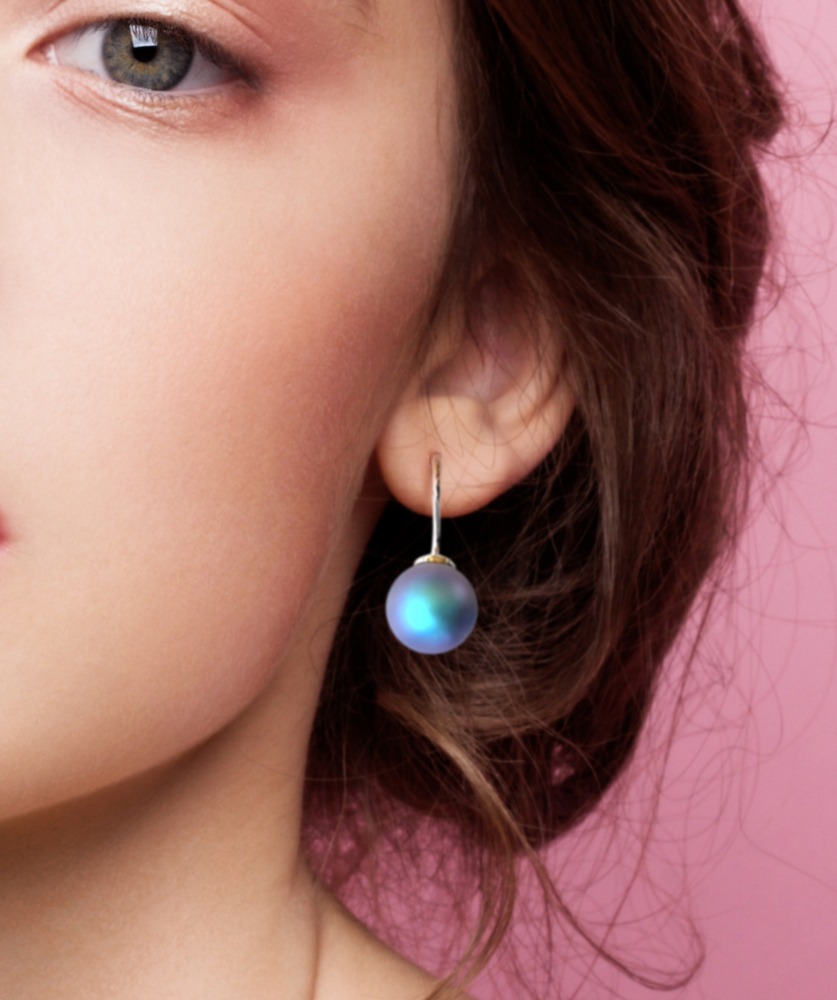 PEARL EARRINGS – STERLING SILVER OR GOLD – SHIMMERY LIGHT BLUE ...