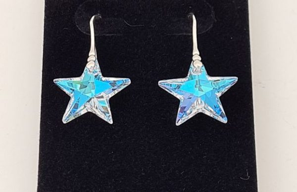 STARS EARRINGS - STERLING SILVER - BLUE AURORA