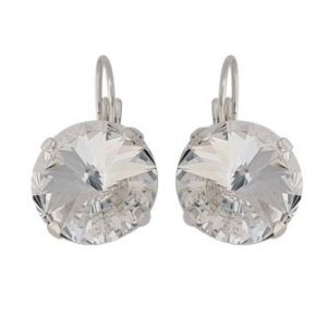 GEENA CHRYSOLITE CRYSTAL EARRINGS - Silver, 1.4cm