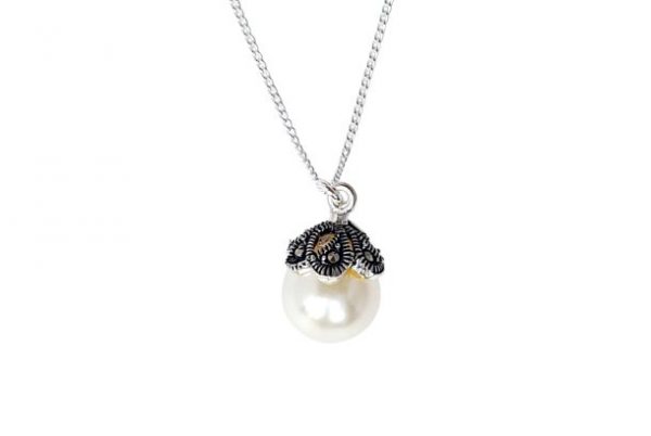 MARCASITE PEARL STERLING SILVER PENDANT