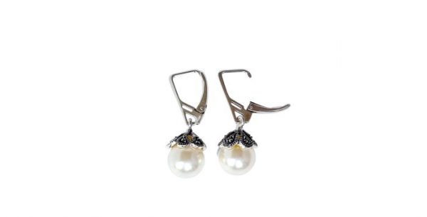 MARCASITE PEARL STERLING SILVER EARRINGS