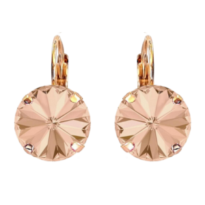 Geena Light Peach Crystal Earrings in Gold