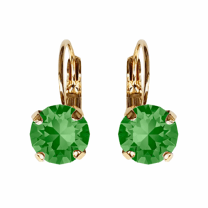 Linda Fern Green Crystal Earrings in Gold
