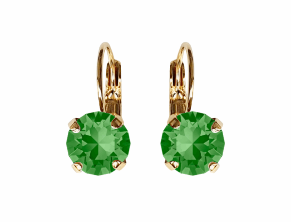 Linda Fern Green Crystal Earrings in Gold