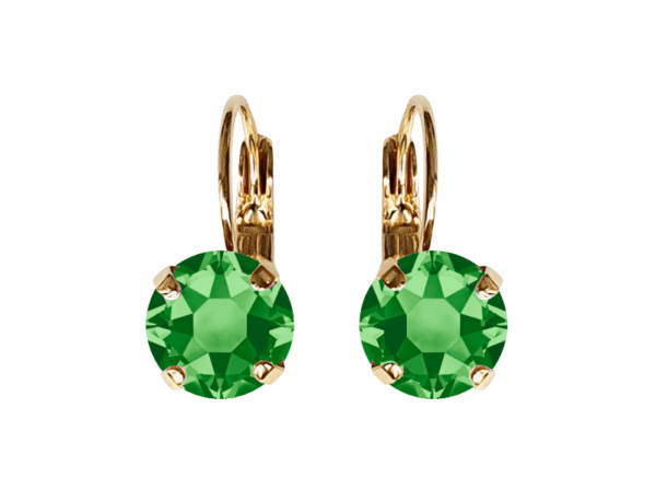 Linda Fern Green Crystal Earrings in Gold