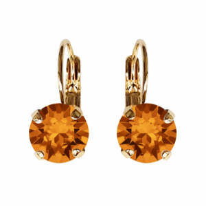 Linda Tangerine Crystal Earrings in Gold