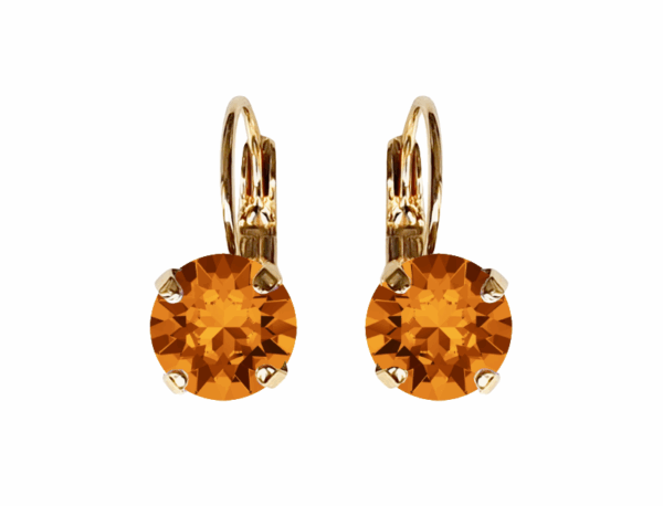 Linda Tangerine Crystal Earrings in Gold