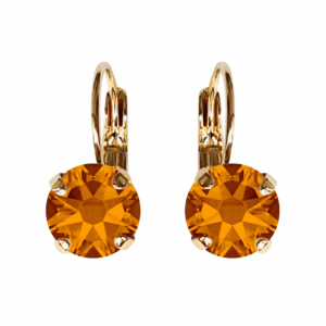 Linda Tangerine Crystal Earrings in Gold