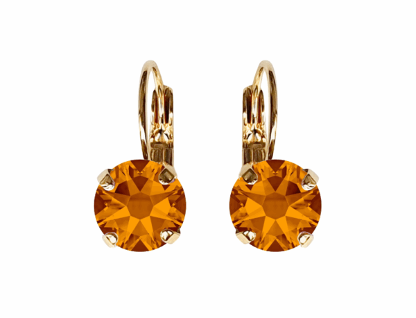 Linda Tangerine Crystal Earrings in Gold