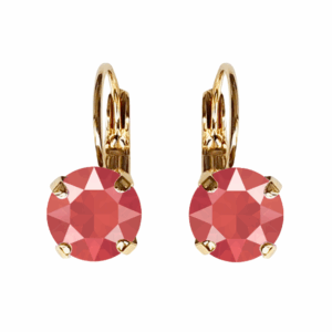Linda Coral Crystal Earrings in Gold