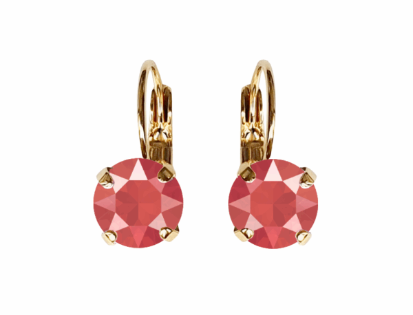 Linda Coral Crystal Earrings in Gold