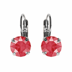 Linda Royal Red Crystal Earrings in Silver
