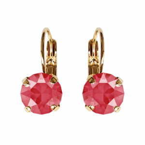 Linda Royal Red Crystal Earrings in Gold