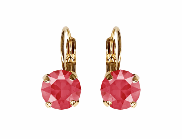 Linda Royal Red Crystal Earrings in Gold