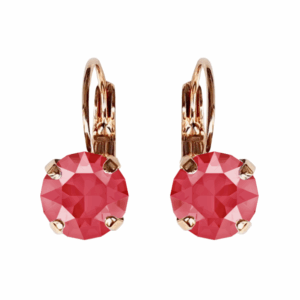 Linda Royal Red Crystal Earrings in Rose Gold