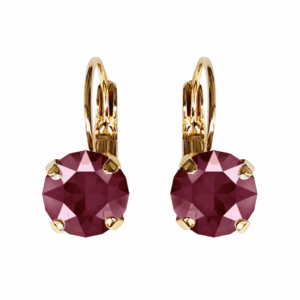 Linda Dark Red Crystal Earrings in Gold