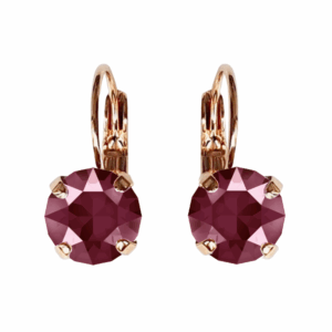 LINDA DARK RED CRYSTAL EARRINGS - Rose gold